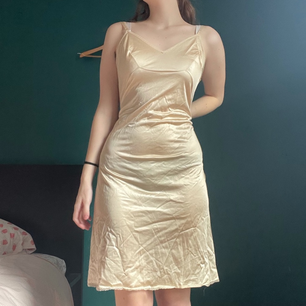 Soft Pearl Gold Slip Dress